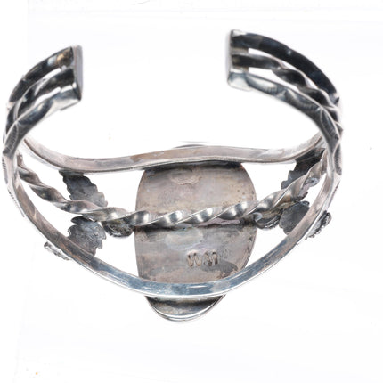 6.3" vintage WM Navajo carinated sterling silver turquoise cuff bracelet