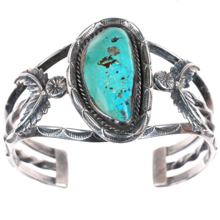 6.3" vintage WM Navajo carinated sterling silver turquoise cuff bracelet