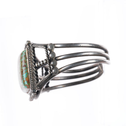 6.25" c1940's Navajo Red Web Kingman turquoise sterling silver cuff bracelet