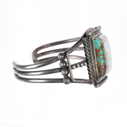 6.25" c1940's Navajo Red Web Kingman turquoise sterling silver cuff bracelet