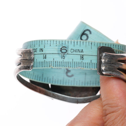6.6" Vintage Navajo sterling silver spiderweb turquoise cuff bracelet
