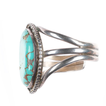 6.1" vintage Navajo sterling silver cuff bracelet with nice turquoise