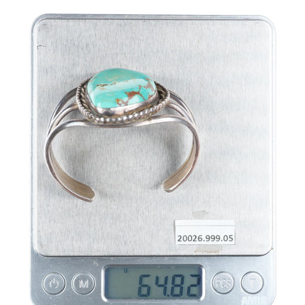 6.1" vintage Navajo sterling silver cuff bracelet with nice turquoise