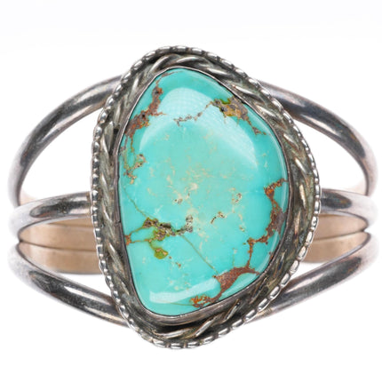 6.1" vintage Navajo sterling silver cuff bracelet with nice turquoise