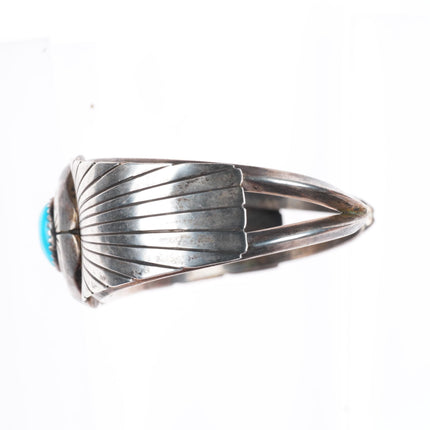6.7" Clarence Bailon Santo Domingo sterling silver turquoise cuff bracelet
