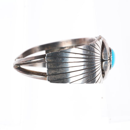 6.7" Clarence Bailon Santo Domingo sterling silver turquoise cuff bracelet