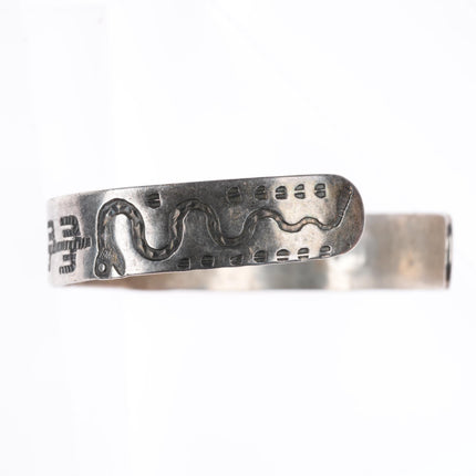 6.2" c1930's Fred Harvey style sterling silver Cerrillos turquoise cuff bracelet