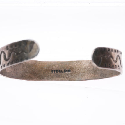 6.2" c1930's Fred Harvey style sterling silver Cerrillos turquoise cuff bracelet
