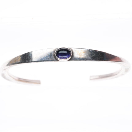 6.4" vintage Wes Willie Navajo modernist sterling silver amethyst cuff bracelet