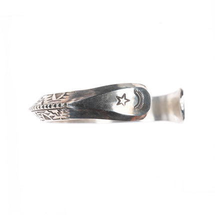 6.3" Willie Shaw Navajo stamped heavy carinated sterling silver cuff bracelet