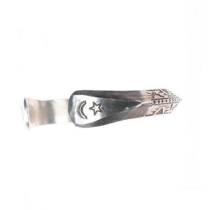 6.3" Willie Shaw Navajo stamped heavy carinated sterling silver cuff bracelet