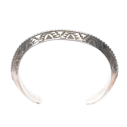 6.3" Willie Shaw Navajo stamped heavy carinated sterling silver cuff bracelet