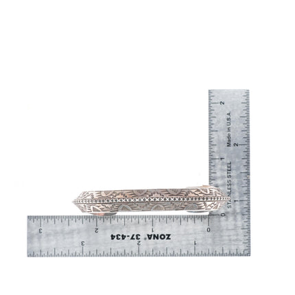 6.3" Willie Shaw Navajo stamped heavy carinated sterling silver cuff bracelet
