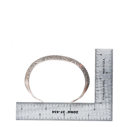 6.3" Willie Shaw Navajo stamped heavy carinated sterling silver cuff bracelet
