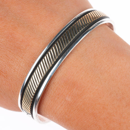 6.25" Herbert Begay Navajo 14k gold sterling silver cuff bracelet
