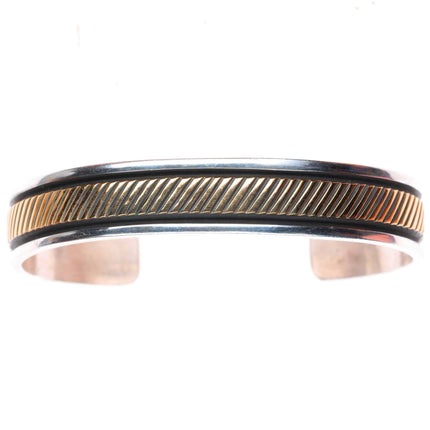 6.25" Herbert Begay Navajo 14k gold sterling silver cuff bracelet