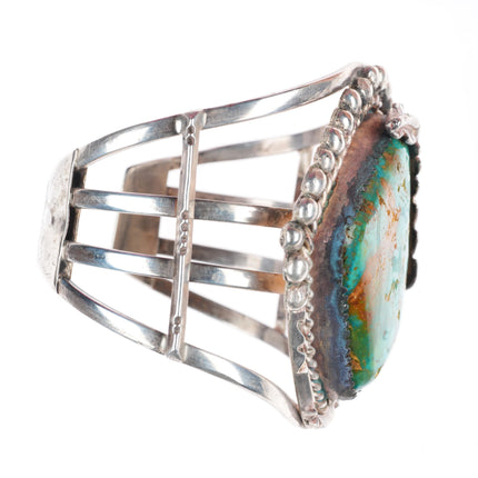 6.5" Vintage Navajo sterling silver Royston turquoise large cuff bracelet