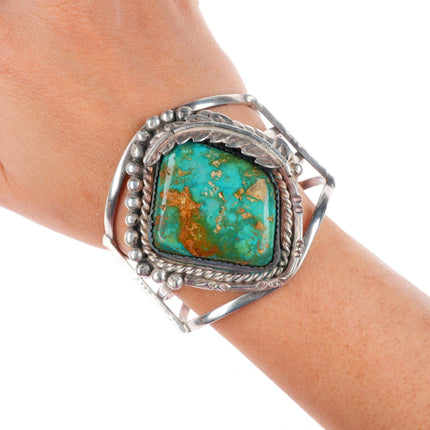 6.5" Vintage Navajo sterling silver Royston turquoise large cuff bracelet