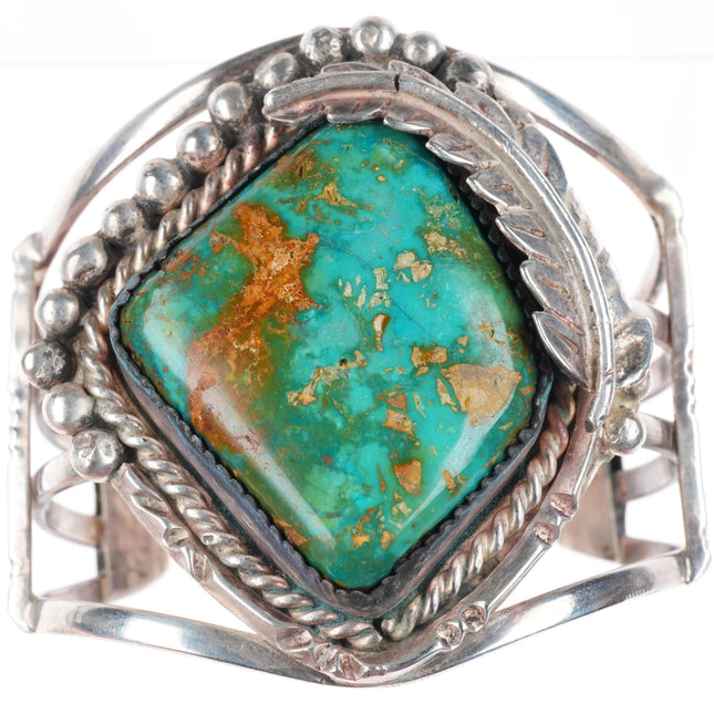 6.5" Vintage Navajo sterling silver Royston turquoise large cuff bracelet