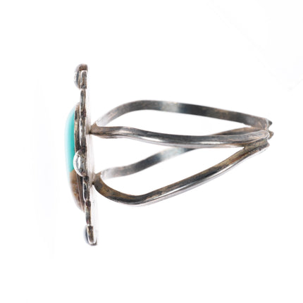 6.5" Vintage Navajo sterling silver large turquoise stone cuff bracelet