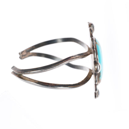 6.5" Vintage Navajo sterling silver large turquoise stone cuff bracelet