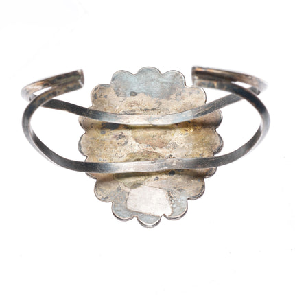 6.5" Vintage Navajo sterling silver large turquoise stone cuff bracelet