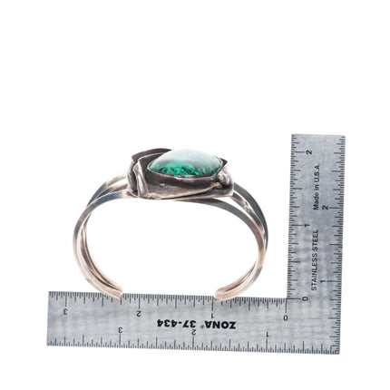 6.25" Lomahaftewa Hopi sterling silver modernist malachite cuff bracelet