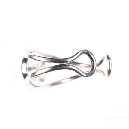 7.1" vintage LWM Southwestern modernist sterling silver turquoise cuff bracelet