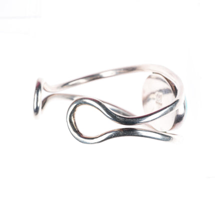7.1" vintage LWM Southwestern modernist sterling silver turquoise cuff bracelet
