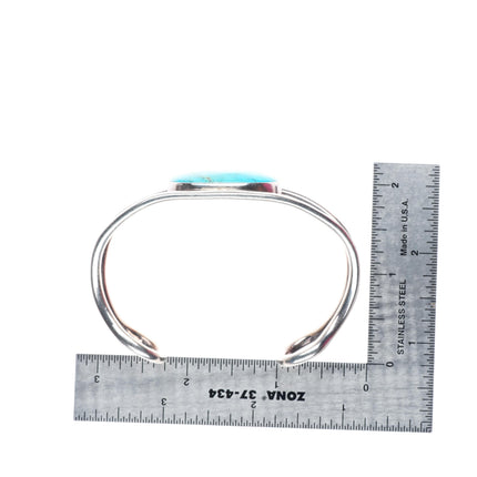 7.1" vintage LWM Southwestern modernist sterling silver turquoise cuff bracelet