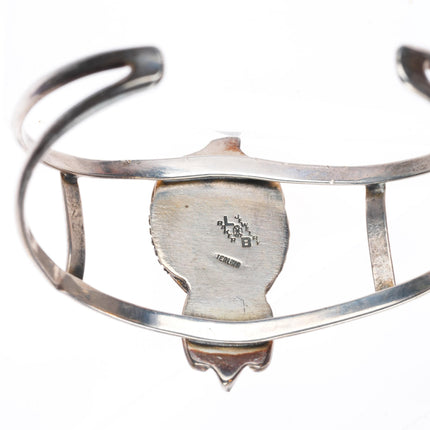 6.5" vintage Les Baker Shop sterling silver pink mother of pearl cuff bracelet