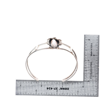 6.5" vintage Les Baker Shop sterling silver pink mother of pearl cuff bracelet