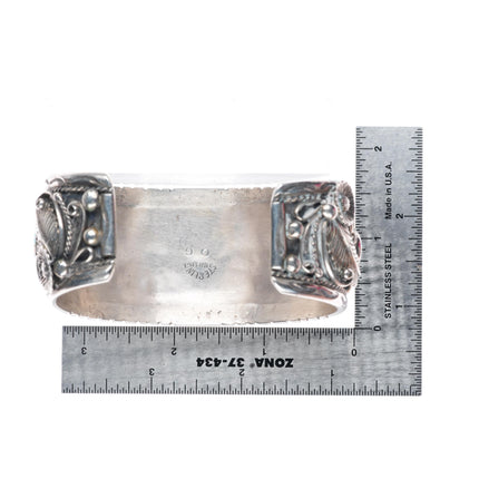 8" Vintage Navajo sterling silver High grade waterweb turquoise cuff bracelet