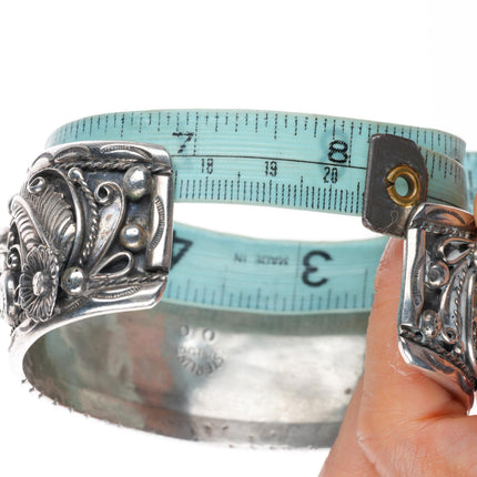 8" Vintage Navajo sterling silver High grade waterweb turquoise cuff bracelet