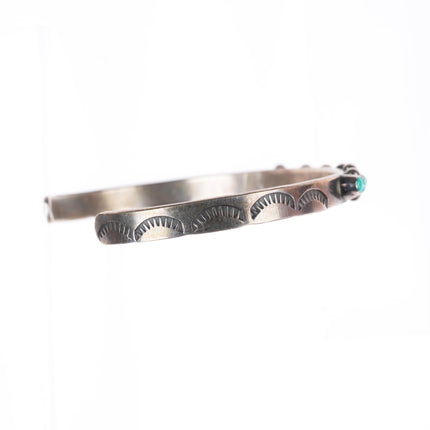 6.5" 1940's-50's Zuni sterling silver carved turquoise stacker row cuff bracelet