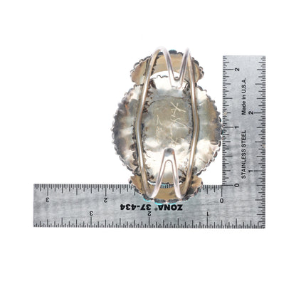 6.5" vintage Andrea Pinto Zuni sterling silver turquoise cluster cuff bracelet
