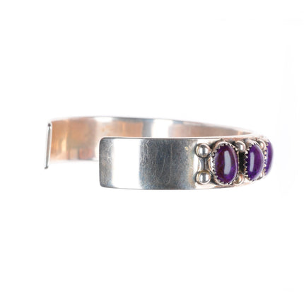 6.7" Herbert Cayatineto Navajo sterling silver Sugilite row cuff bracelet