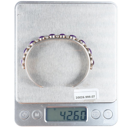 6.7" Herbert Cayatineto Navajo sterling silver Sugilite row cuff bracelet