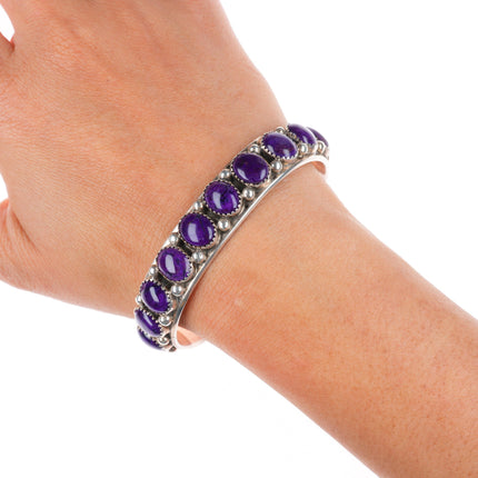 6.7" Herbert Cayatineto Navajo sterling silver Sugilite row cuff bracelet