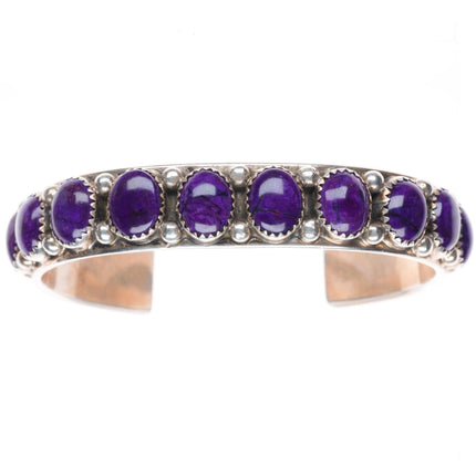 6.7" Herbert Cayatineto Navajo sterling silver Sugilite row cuff bracelet