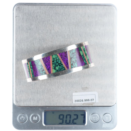 6.25" Patricia Platero Navajo Sugilite, Variscite, Coral inlay cuff bracelet