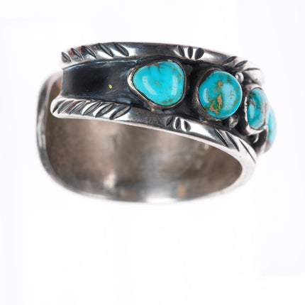 6.3" Dee Morris high grade turquoise vintage sterling silver watch cuff bracelet