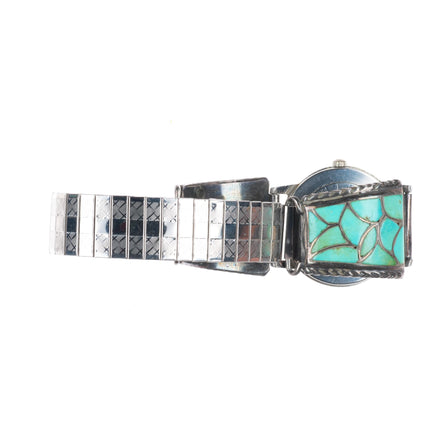 Francis Leekya Zuni fishscale turquoise sterling silver watch tips