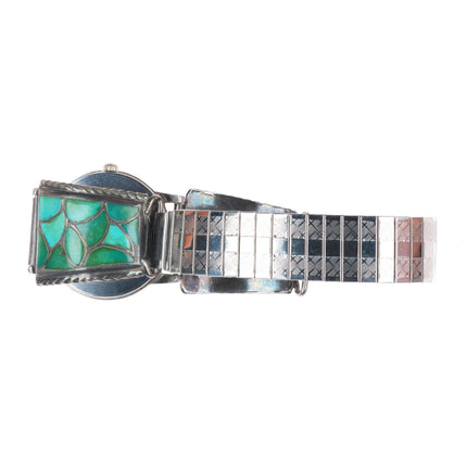 Francis Leekya Zuni fishscale turquoise sterling silver watch tips