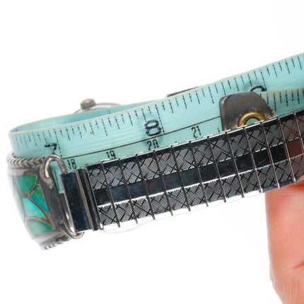 Francis Leekya Zuni fishscale turquoise sterling silver watch tips