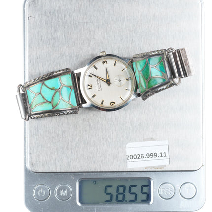 Francis Leekya Zuni fishscale turquoise sterling silver watch tips