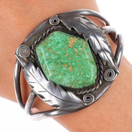 7" vintage Navajo Carico Lake Turquoise sterling silver cuff bracelet