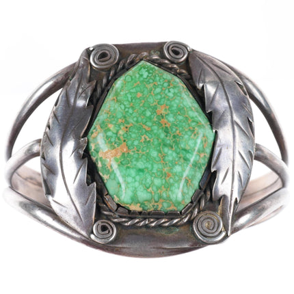7" vintage Navajo Carico Lake Turquoise sterling silver cuff bracelet