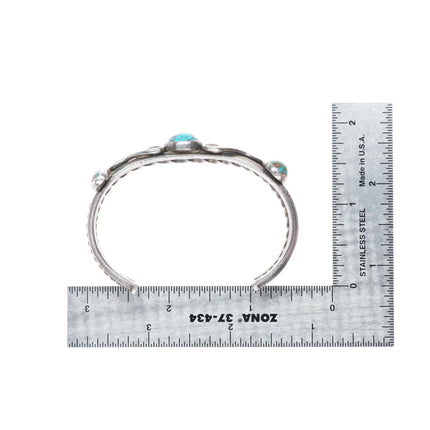 6.25" 1920's Antique Navajo ingot silver Indian Mountain turquoise cuff bracelet