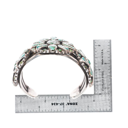 7" Huge Vintage Navajo or Zuni sterling silver turquoise satellite cuff bracelet